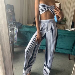 Bandeau and wide leg pant set